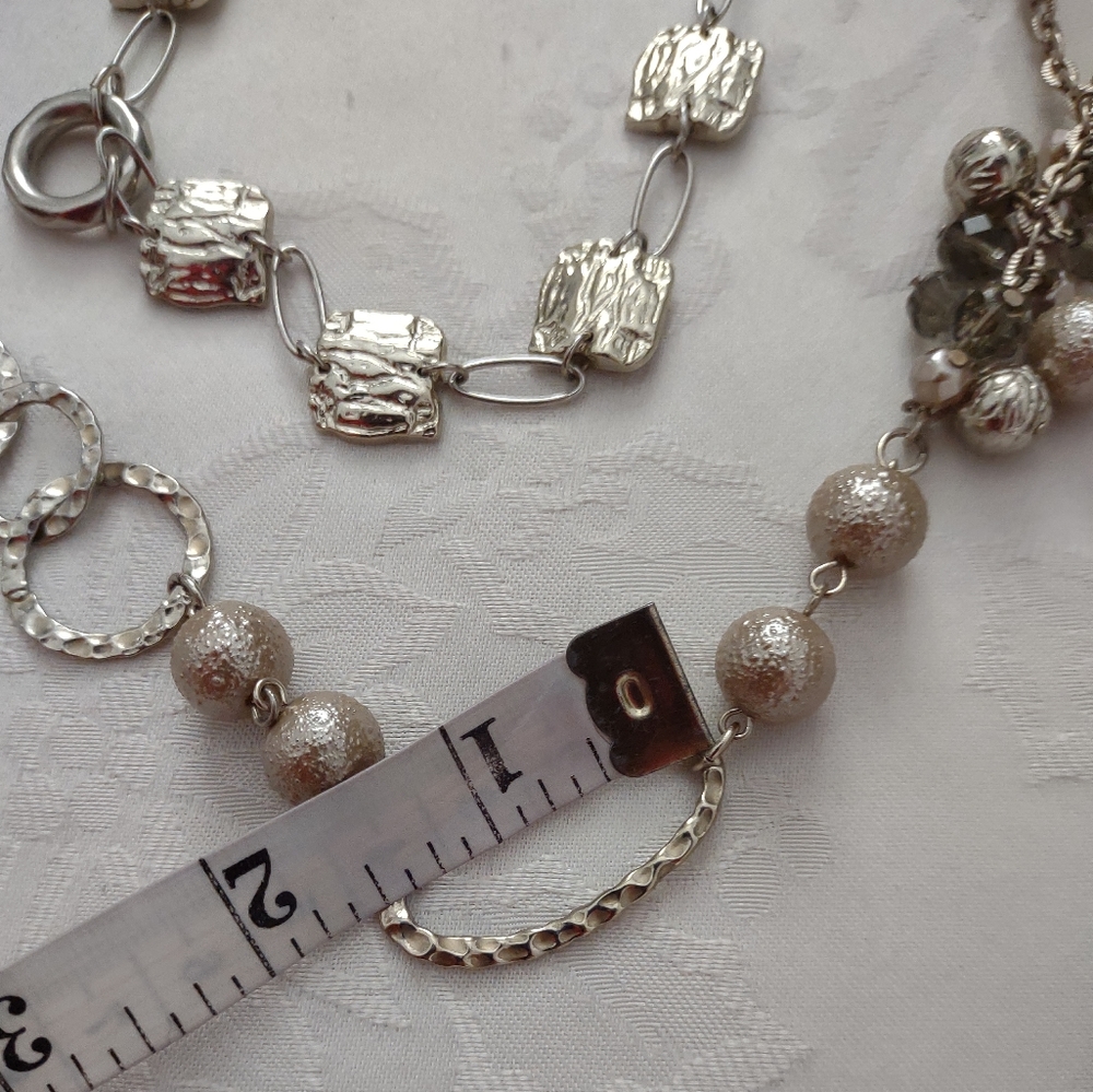 Chico's Multi Strand Chain Link Two Layers Silver… - image 8